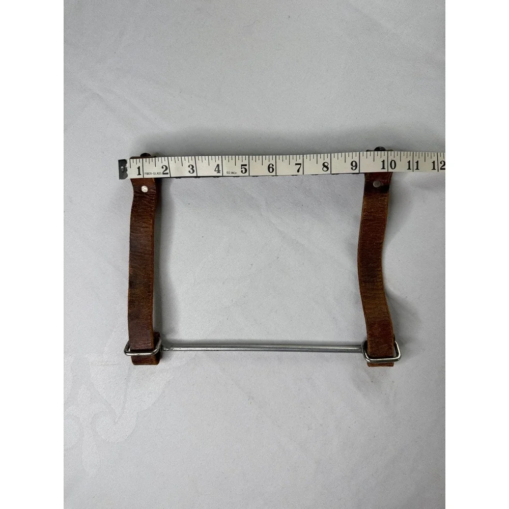 Antique Golf Club Carrier Holder Leather Golf club holder Clubs hang metal piece - Picture 5 of 5